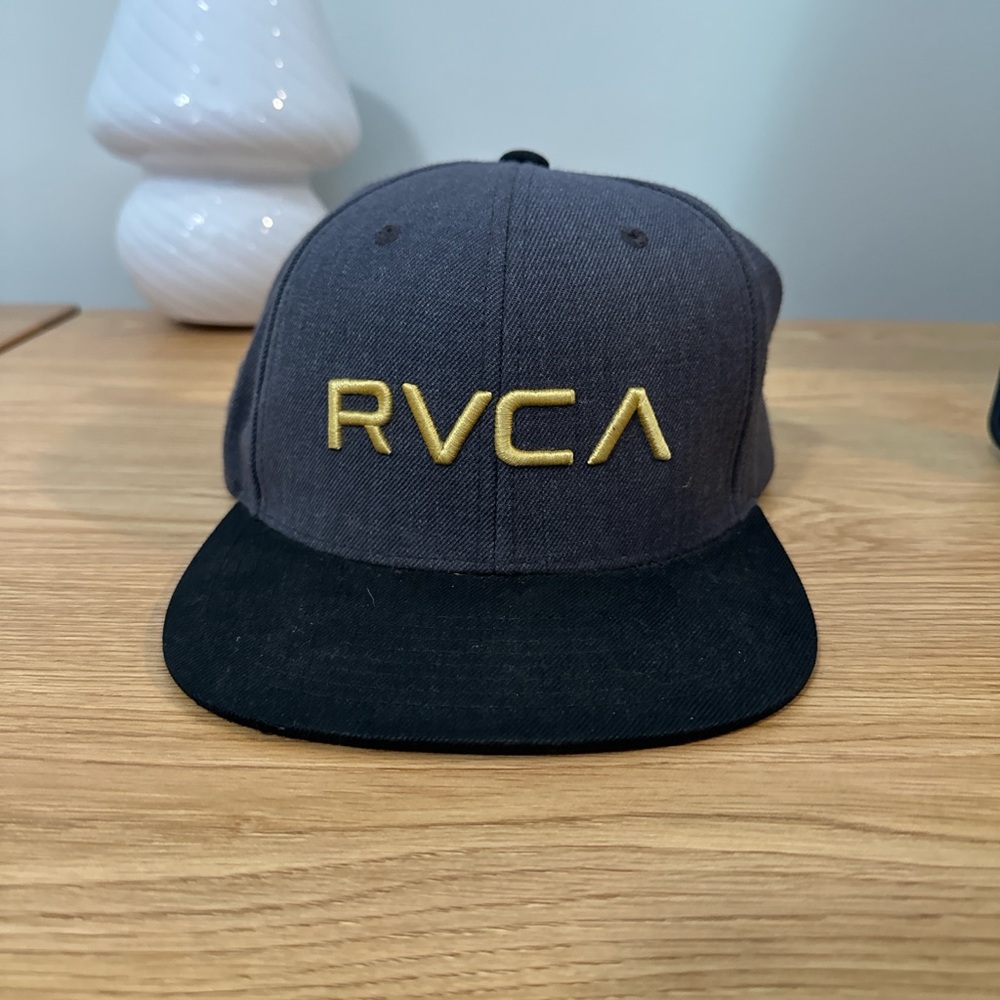 RVCA Charcoal and Black Hat with Gold Logo